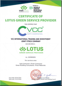 Chứng Nhận Lotus Green Service Provider Cấp Cho Vcc   Nhà Cung Cấp Vật Liệu Xanh |từ Hội đồng Công Trình Xanh Việt Nam Vgbc  Vcc Sealant   Sản Xuất Phân Phối Keo Silicone Và Chất Kết Dính Chuyên Nghiệp