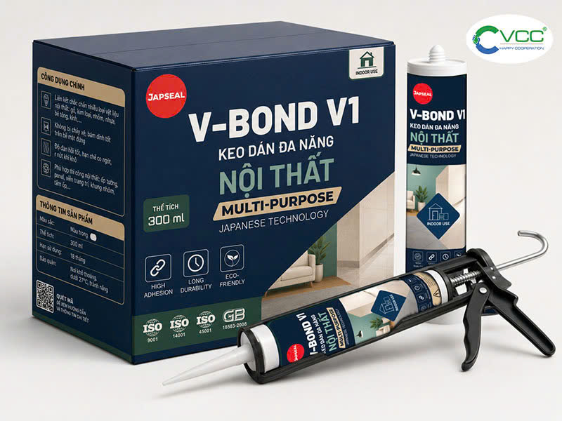 Keo dán Japseal V-Bond V1 – VCC Sealant - Sản xuất, phân phối keo silicone và chất kết dính chuyên nghiệp Hình ảnh Trọn Bộ Keo Dán Japseal V bond V1 đa Năng Nội Thất Bao Gồm Tuýp 300ml Màu Trong Và Hộp đựng Vcc Sealant Sản Xuất Phân Phối Keo Silicone Và Chất Kết Dính Chuyên Nghiệp