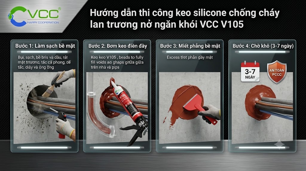 Hướng dẫn thi công keo silicone chống cháy lan trương nở ngăn khói VCC V105 – VCC Sealant - Sản xuất, phân phối keo silicone và chất kết dính chuyên nghiệp Hướng Dẫn Thi Công Keo Silicone Chống Cháy Lan Trương Nở Ngăn Khói Vcc V105 Vcc Sealant Sản Xuất Phân Phối Keo Silicone Và Chất Kết Dính Chuyên Nghiệp