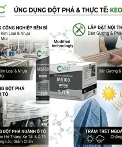 Keo VCC MS100: thi công công nghiệp bền bỉ dán khung kim loại nhựa, lắp đặt nội thất không khoan phá dán gương phào chỉ, dán kín khe hở thùng xe tải ngành ô tô, và trám trét ngoài trời đa năng chống tia UV thời tiết.