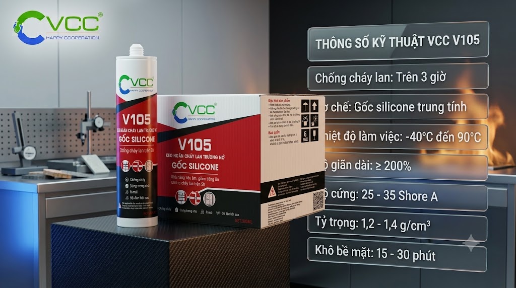 Thông số kỹ thuật của keo silicone chống cháy lan trương nở ngăn khói VCC V105 – VCC Sealant - Sản xuất, phân phối keo silicone và chất kết dính chuyên nghiệp Chai Và Thùng Carton Keo Silicone Chống Cháy Lan Trương Nở Ngăn Khói Vcc V105 Kèm Bảng Thông Số Kỹ Thuật Vcc Sealant Sản Xuất Phân Phối Keo Silicone Và Chất Kết Dính Chuyên Nghiệp