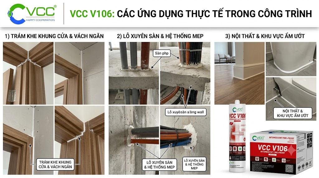 VCC V106: Các Ứng Dụng Thực Tế Của Keo Chống Cháy Lan Trương Nở – VCC Sealant - Sản xuất, phân phối keo silicone và chất kết dính chuyên nghiệp Ứng Dụng Thực Tế Keo Chống Cháy Lan Trương Nở Vcc V106 Trám Khe Khung Cửa Vách Thạch Cao Bịt Lỗ Xuyên Sàn Mep Và Hoàn Thiện Nội Thất Chống Thấm ẩm Vcc Sealant Sản Xuất Phân Phối Keo Silicone Và Chất Kết Dính Chuyên Nghiệp